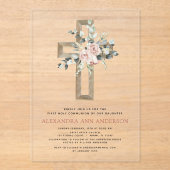 赤面ピンクファースト聖域バラ緑 アクリル招待状 (正面)