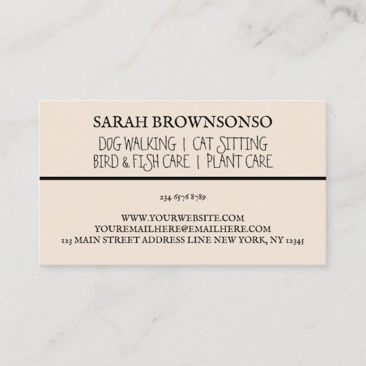 赤面ピンクファーム動物時計獣医 名刺 (裏面)