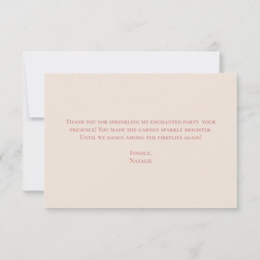 赤面ピンクフェアリーファースト誕生日パーティーテーマカスタム サンキューカード (裏面)