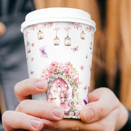 赤面ピンクフェアリーフローラガーデンバースデーパーティー 紙コップ