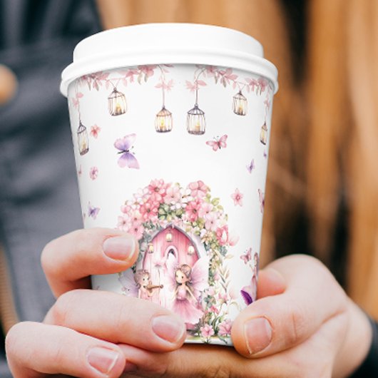 赤面ピンクフェアリーフローラガーデンバースデーパーティー 紙コップ