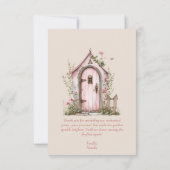 赤面ピンクフェアリー最初の誕生日パーティーパーソナライズされた サンキューカード (裏面)