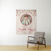 赤面ピンクフェアリー最初の誕生日パーティーパーソナライズされた タペストリー (インサイチュ)