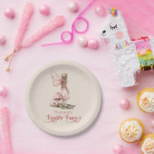 赤面ピンクフェアリー最初の誕生日パーティーパーソナライズされた ペーパープレート (パーティー)