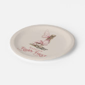 赤面ピンクフェアリー最初の誕生日パーティーパーソナライズされた ペーパープレート (アングル)