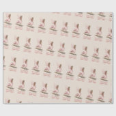 赤面ピンクフェアリー最初の誕生日パーティーパーソナライズされた ラッピングペーパー (フラット)