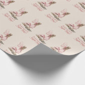 赤面ピンクフェアリー最初の誕生日パーティーパーソナライズされた ラッピングペーパー (角)