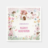 赤面ピンクフェアリー赤ちゃんガールシャワーフローラフォレスト スタンダードカクテルナプキン (正面)