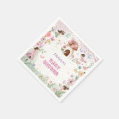 赤面ピンクフェアリー赤ちゃんガールシャワーフローラフォレスト スタンダードカクテルナプキン (角)