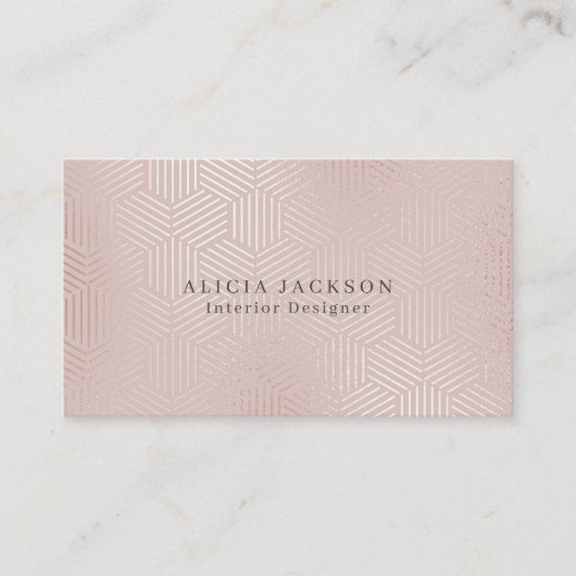 赤面ピンクフェイクバラ金ゴールドインテリアデザイナー 名刺 (正面)