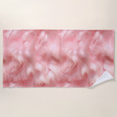 赤面ピンクフェイクファー ビーチタオル (正面)