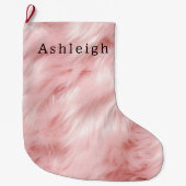 赤面ピンクフェイクファー ラージクリスマスストッキング (正面)