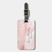 赤面ピンクフェイクマーブルアゲパーソナライズされたート ラゲッジタグ (正面縦)