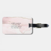 赤面ピンクフェイクマーブルアゲパーソナライズされたート ラゲッジタグ (裏面横)