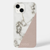 赤面ピンクフェイクレザーマモダンーブルモノグラム Case-Mate iPhoneケース (裏面)