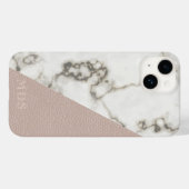 赤面ピンクフェイクレザーマモダンーブルモノグラム Case-Mate iPhoneケース (裏面 (横))