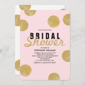 赤面ピンクフェイク金ゴールドグリッターブライダルシャワー招待状 招待状 (正面/裏面)