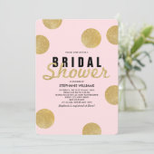赤面ピンクフェイク金ゴールドグリッターブライダルシャワー招待状 招待状 (スタンド正面)