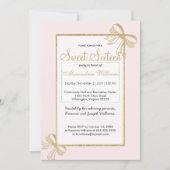 赤面ピンクフェイク金ゴールドグリッターボウスウィート16 招待状 (正面)