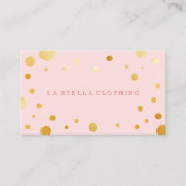 赤面ピンクフェミニンシック金ゴールド紙吹雪水玉模様 名刺 (正面)