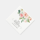 赤面ピンクフェミニンフローラ80th誕生日パーティー スタンダードカクテルナプキン (角)