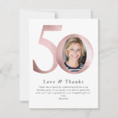 赤面ピンクフォイル50と素晴らしい写真 サンキューカード (正面)