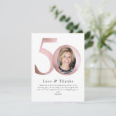 赤面ピンクフォイル50と素晴らしい写真 サンキューカード (スタンド正面)