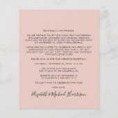 赤面ピンクフォトウェディングレセプション招待状 (裏面)