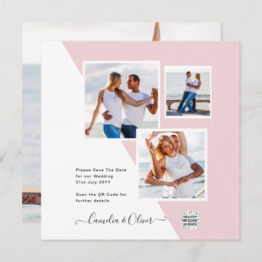 赤面ピンクフォトウェディングQRコード救日 (正面/裏面)