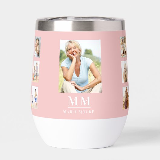 赤面ピンクフォトコラージュのモノグラム名 (背面)