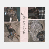 赤面ピンクフォトコラージュ | フリースドッグ毛布 フリースブランケット (正面(横))