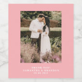 赤面ピンクフォトサンキュー結婚ズ ワインラベル (シングルラベル)