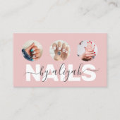 赤面ピンクフォトタイポグラフィネイルアーティスト 名刺 (正面)