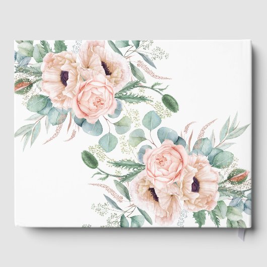 赤面ピンクフォト悔やみや弔慰葬儀の水色 ゲストブック (裏面)