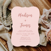 赤面ピンクフォト結婚式招待状