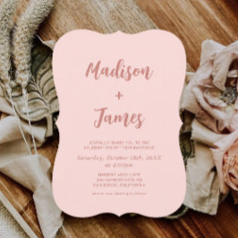 赤面ピンクフォト結婚式招待状 招待状