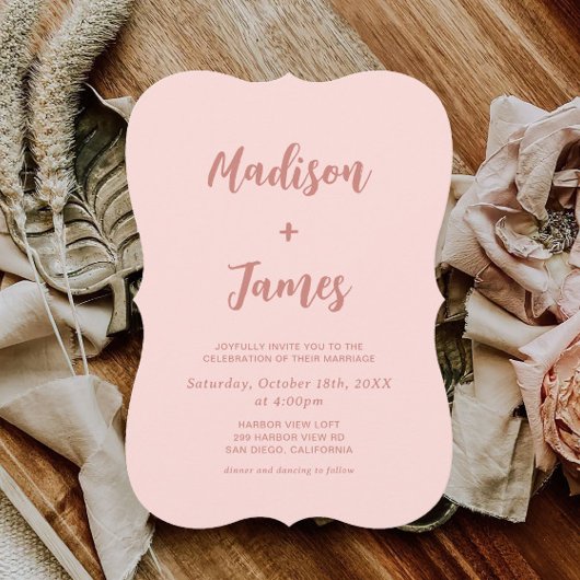 赤面ピンクフォト結婚式招待状 招待状