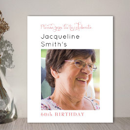 赤面ピンクフォト誕生日招待状