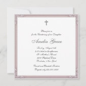 赤面ピンクフォト《キリスト教》洗礼式や命名式 招待状 (裏面)