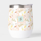 赤面ピンクフラミンゴパイナップルモノグラムイニシャル (左面)