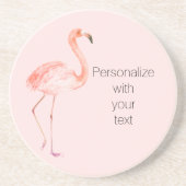 赤面ピンクフラミンゴパーソナライズされた コースター (正面)