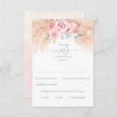 赤面ピンクフラワーエキゾチック結婚式RSVP 出欠カード (正面/裏面)