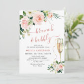 赤面ピンクフラワーズウォーターカラーブライダルブランチ 招待状 (スタンド正面)