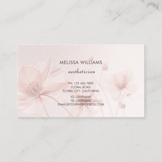 赤面ピンクフラワーズエステティシャン 名刺 (裏面)