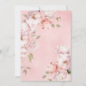 赤面ピンクフラワーズガールブライダルシャワー緑 招待状 (裏面)