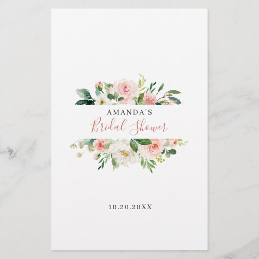 赤面ピンクフラワーズグリーンアドバイス&ウィッシュズカード (裏面)