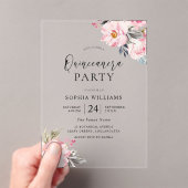 赤面ピンクフラワーズスウィートキンセアニェラパーティー アクリル招待状 (インサイチュ (ポータブル))