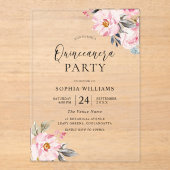 赤面ピンクフラワーズスウィートキンセアニェラパーティー アクリル招待状 (正面)