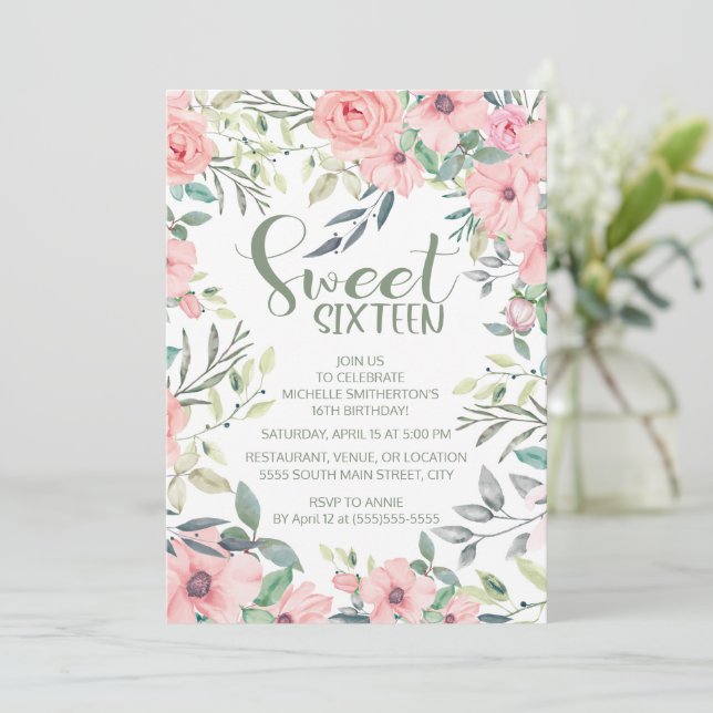 赤面ピンクフラワーズセージ葉グリーンシティーSweet 16 (スタンド正面)