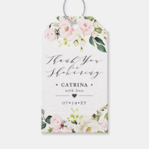 赤面ピンクフラワーズブライダルシャワーありがとう